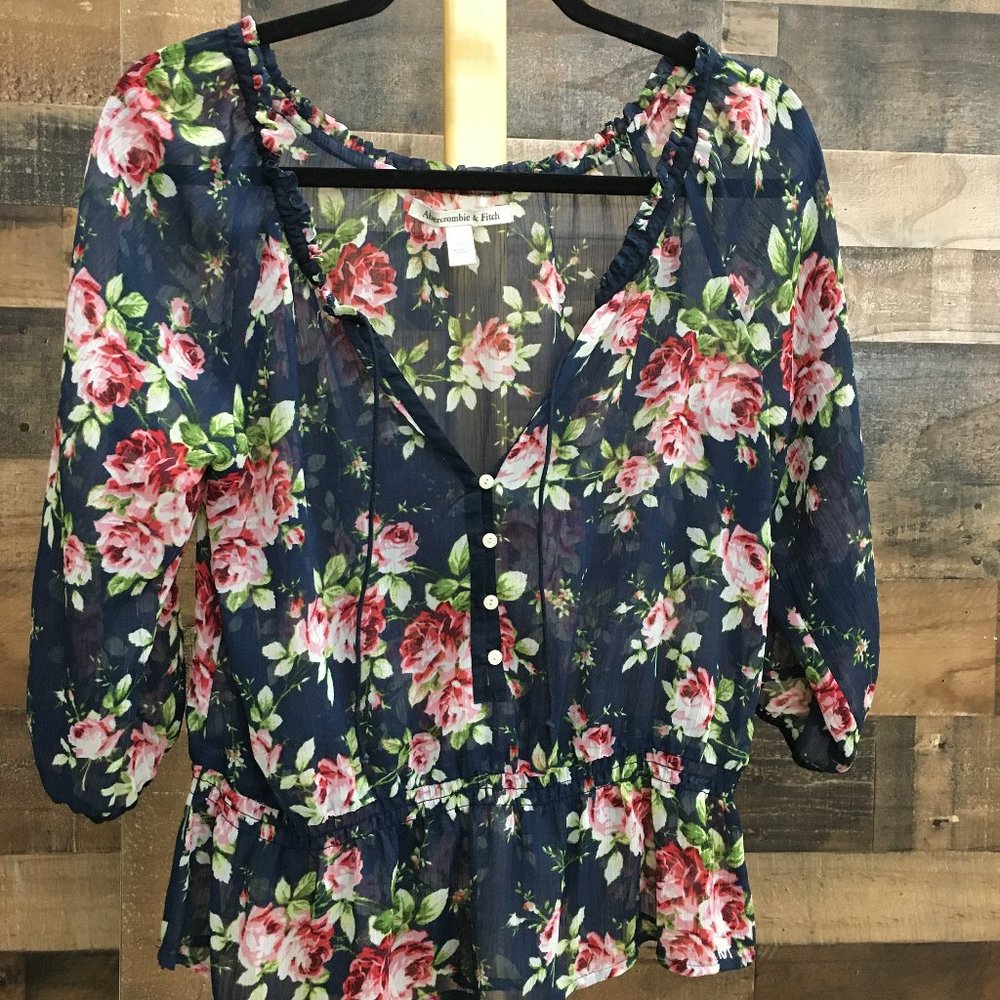 Navy floral Blouse